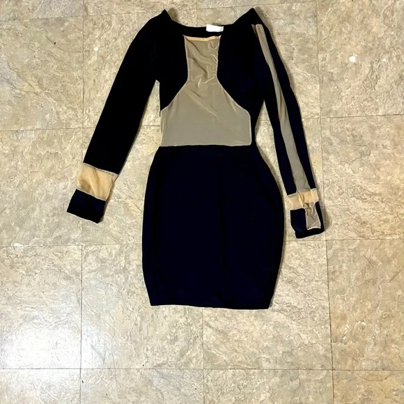 Black And Nude Couture Mesh Insert Bodycon Spandex Dress | Color: Black/Tan | Size: M | Bstrongbitches's Closet Black And Nude Couture Mesh Insert Bodycon Spandex Dress | Color: Black/Tan | Size: M | Bstrongbitches's Closet